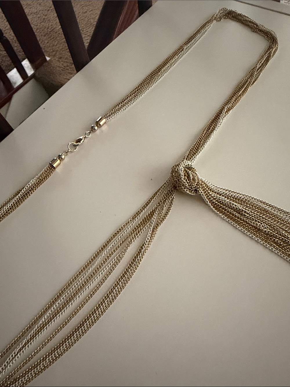 Two-Tone Gold and Silver Multi-Strand Knot Necklace